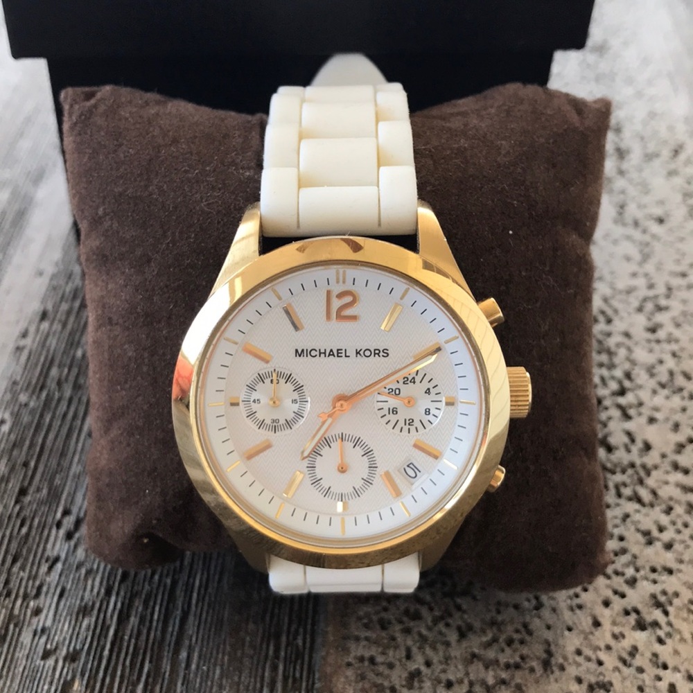 White and gold Michael Kors watch